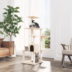 Cat Tree Cream Engineered wood, plush, sisal Large Dura...