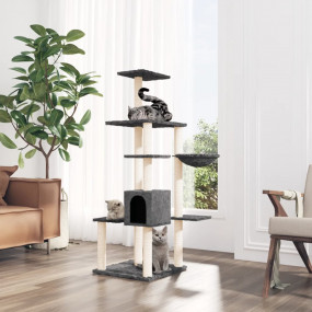 Cat Tree Dark grey Engineered wood, plush, sisal Medium...