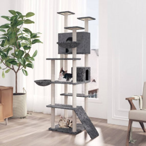 Cat Tree Dark grey Engineered wood, plush, sisal Large ...