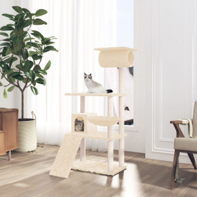 Cat Tree Cream Engineered wood, sisal, plush Large Cat ...