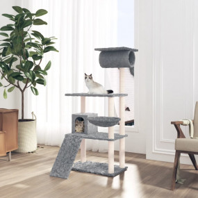 Cat Tree Light gray Engineered wood, plush, sisal 51.6 ...