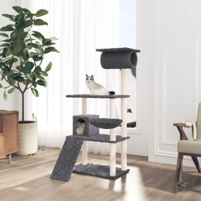 Cat Tree Dark Grey Engineered Wood, Plush, Sisal Medium...