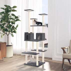 Cat Tree Dark Grey Engineered Wood, Plush, Sisal Large ...