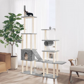 Cat Tree Light Grey Engineered wood, plush, sisal Extra...