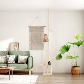 Cat Tree Cream Engineered wood, plush, sisal Large Cat ...