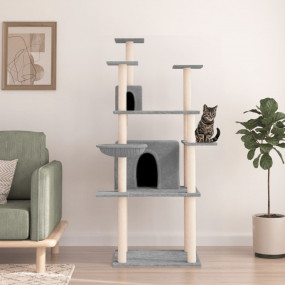 Cat Tree Light Grey Engineered wood, plush, sisal Large...