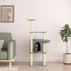 Cat Tree Light Grey Engineered wood, plush, sisal 52 in...