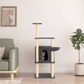 Cat Tree Dark Grey Engineered wood, Plush, Sisal Tall C...