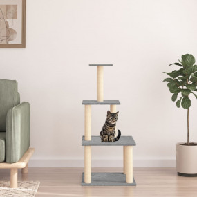 Cat Tree Light Grey Engineered wood 43.7 in Durable Cat...
