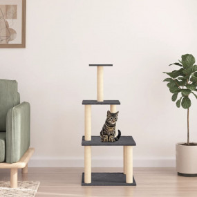 Cat Tree Dark Grey Engineered Wood, Plush, Sisal 43.7 i...