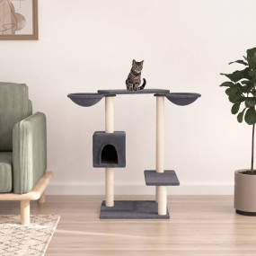 Cat Tree Dark Grey Engineered wood, plush, sisal Medium