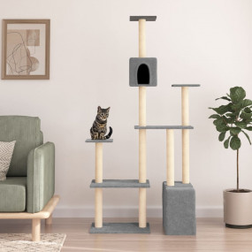 Cat Tree Light Grey Engineered Wood, Plush, Sisal 70.9 ...