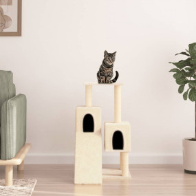 Cat Tree Cream Engineered wood, plush, sisal Large