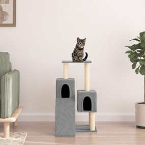 Cat Tree Light Grey Engineered wood, plush, sisal 32.3 ...