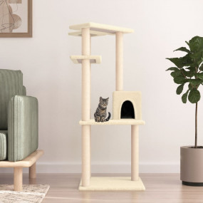 Cat Tree Cream Engineered wood, plush, sisal 48.4 in ta...