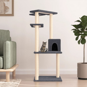 Cat Tree Dark Gray Engineered wood, plush, sisal Medium...