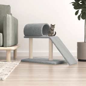 Cat Scratching Post Light Grey Engineered wood, plush, ...