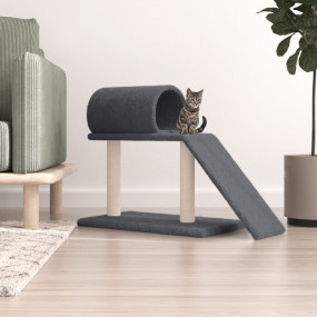Cat Scratching Post Dark Grey Engineered Wood, Plush, S...