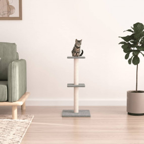 Cat Tree Light grey Engineered wood, plush, sisal Mediu...