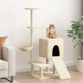 Cat Tree Cream Engineered wood, plush, sisal Medium Cat...