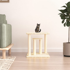 Cat Scratching Post Cream Engineered wood, plush, sisal