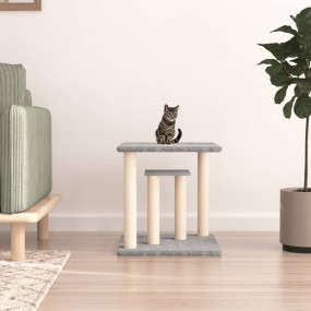 Cat Scratching Post Light Grey Engineered Wood, Plush, ...