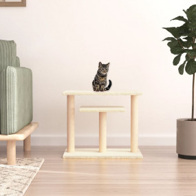 Cat Scratching Post Cream Engineered wood, plush, sisal...