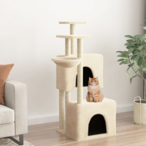 Cat Tree Cream Engineered Wood, Plush, Sisal Medium Dur...