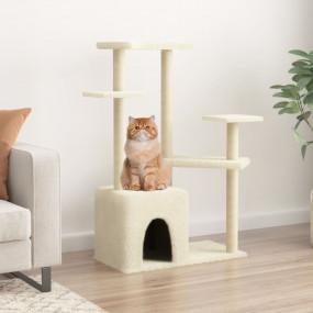 Cat Tree Cream Engineered wood, plush, sisal Medium Mod...
