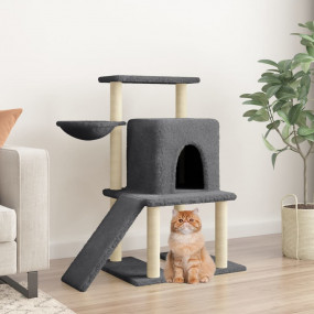 Cat Tree Dark Grey Engineered wood, plush, sisal Large