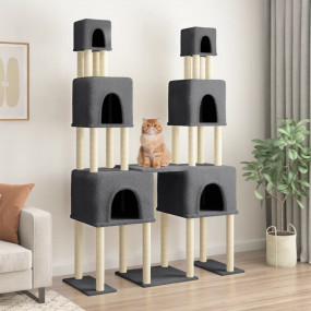 Cat Tree Dark grey Engineered wood, plush, sisal Large