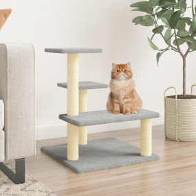 Cat Tree Light Grey Engineered wood, plush, sisal Mediu...