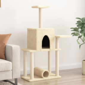 Cat Tree Cream Engineered wood, plush, sisal Medium Cat...