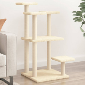 Cat Scratching Post Cream Engineered wood, plush, sisal...