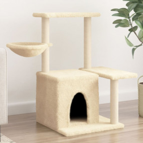 Cat Tree Cream Engineered wood, Plush, Sisal