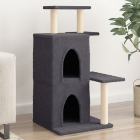 Cat Tree Dark Grey Engineered wood, Plush, Sisal Medium...