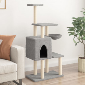 Cat Tree Light Gray Engineered wood, plush, sisal Large...