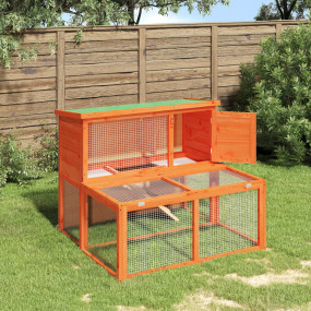 Rabbit Hutch Brown, Green Solid Pine Wood, Plywood