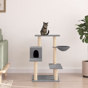 Cat Tree Light Grey Engineered wood, plush, sisal Large...