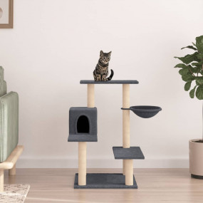 Cat Tree Dark Grey Engineered wood, plush, sisal Medium