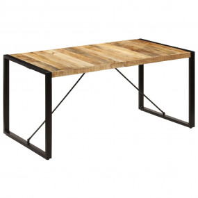 Dining Table Brown and Black Solid Mango Wood and Powde...