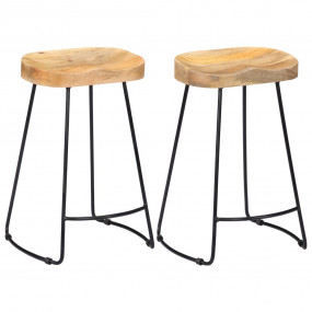 Bar Chair Set of 2 Brown and Black