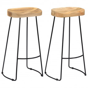 Bar Chair Set of 2 Brown and Black