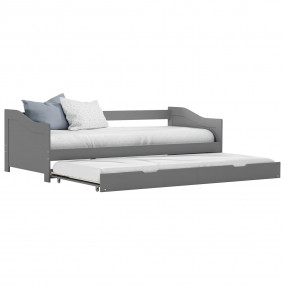 Sofa Bed Frame Grey Pine wood and plywood 35.4x78.7 in