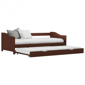 Sofa Bed Frame Dark Brown Pine wood, Plywood slats 35.4...