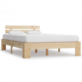 Bed Frame Natural Wood Solid Pine Wood, Plywood Double ...