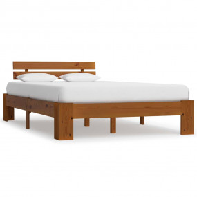 Bed Frame Honey Brown Solid pine wood and plywood Full ...