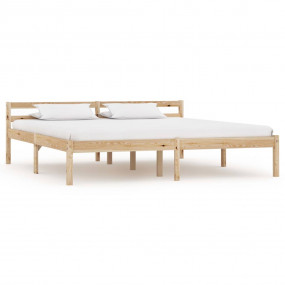 Bed Frame Natural Solid pine wood, plywood slats Super ...