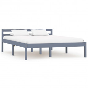 Bed Frame Grey Solid pine wood 55 x 79 in Durable Bed F...