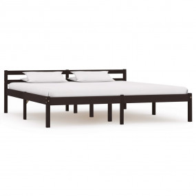 Bed Frame Dark brown Solid pine wood Full Durable Bed F...